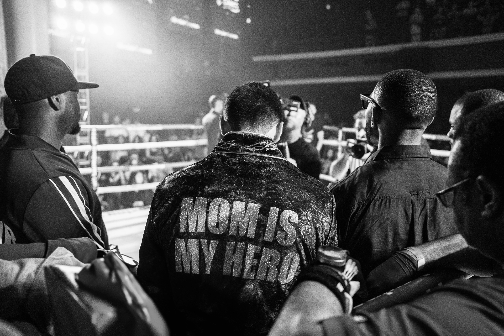 Jonny Mansour walking to the ring in his 'Mom Is My Hero' robe